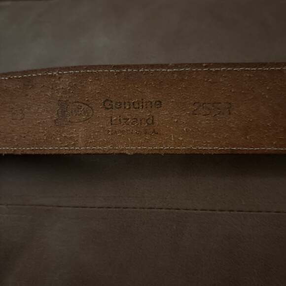32” Justin Vintage Genuine Lizard Skin Leather Western Belt Brown
